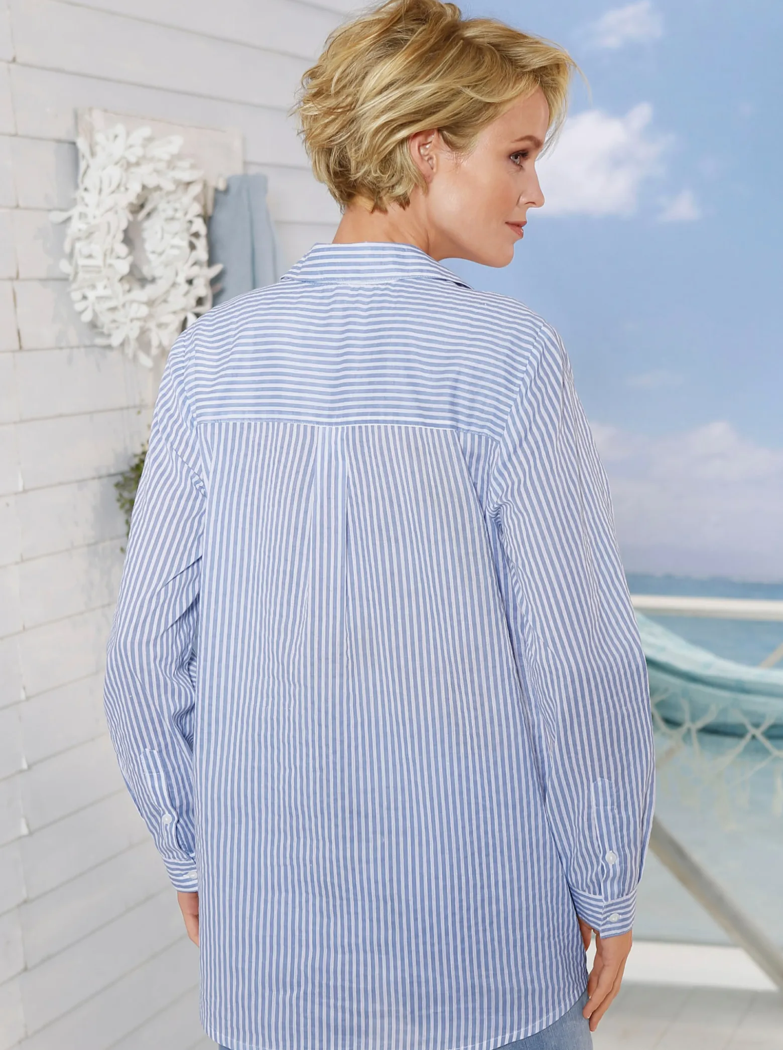 Gestreifte Bluse in Tunikaform