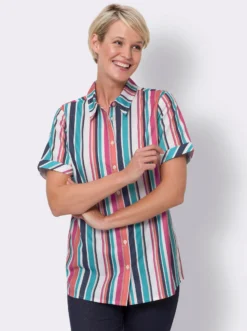 Hemdbluse in Leinen-Optik