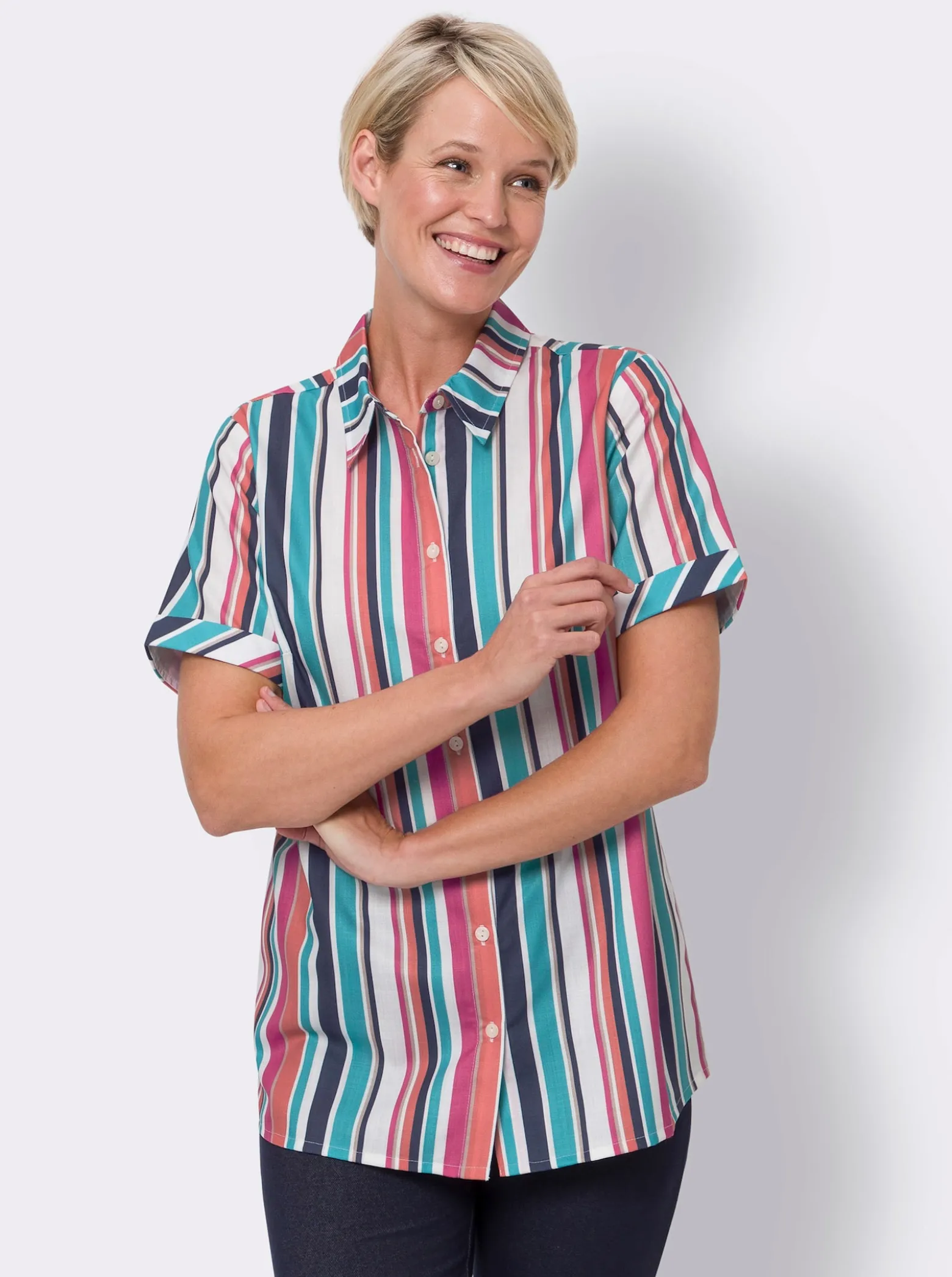 Hemdbluse in Leinen-Optik