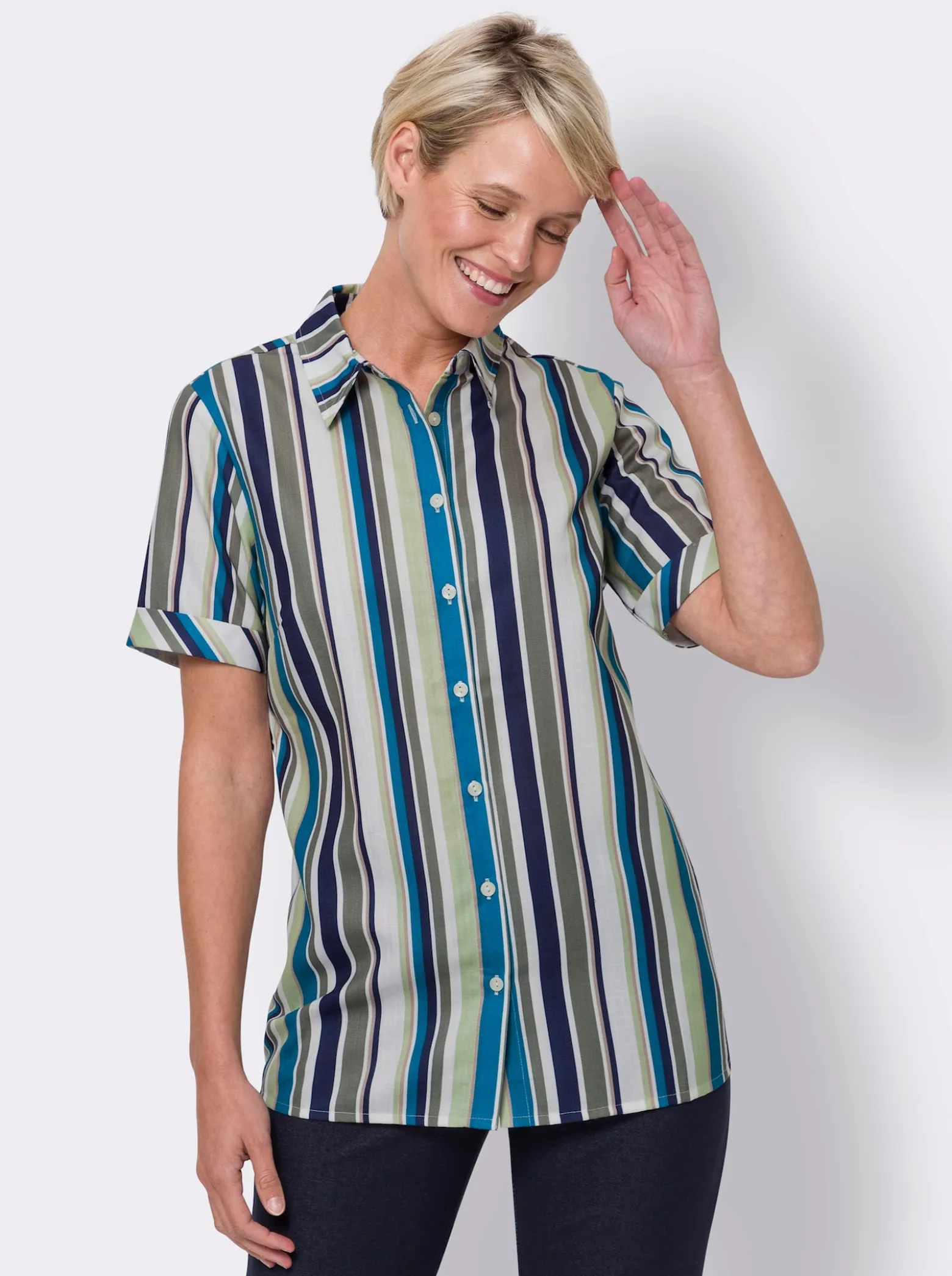 Hemdbluse in Leinen-Optik
