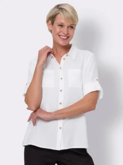 Hemdbluse mit Knöpfen in Horn-Optik