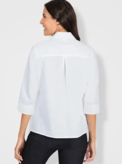 Hemdbluse mit Spitzen-Bändern