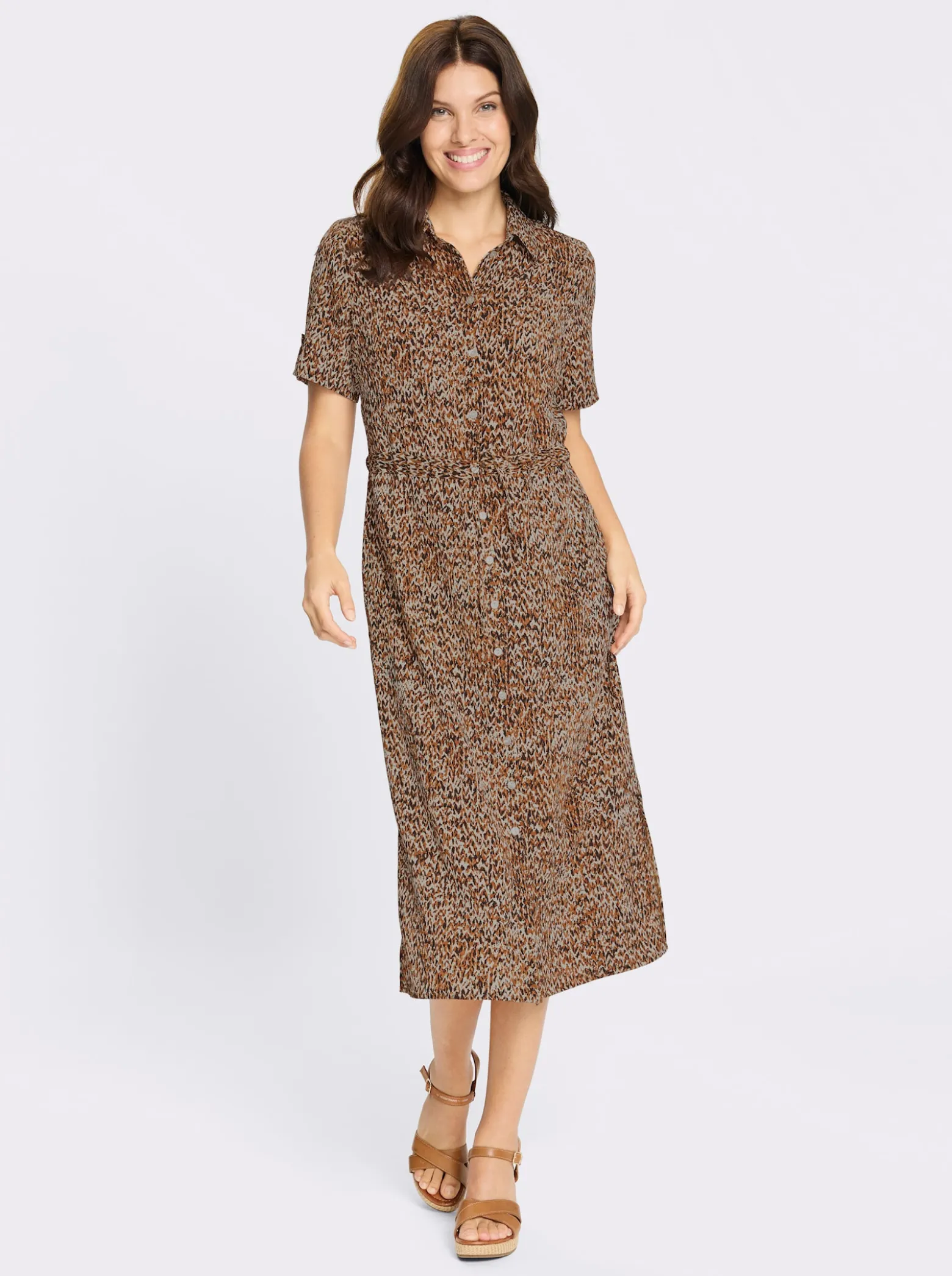 Hemdblusenkleid in Crinkle-Qualität