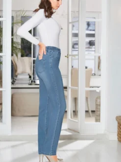 High-waist-Jeans mit hohem Rundum-Dehnbund