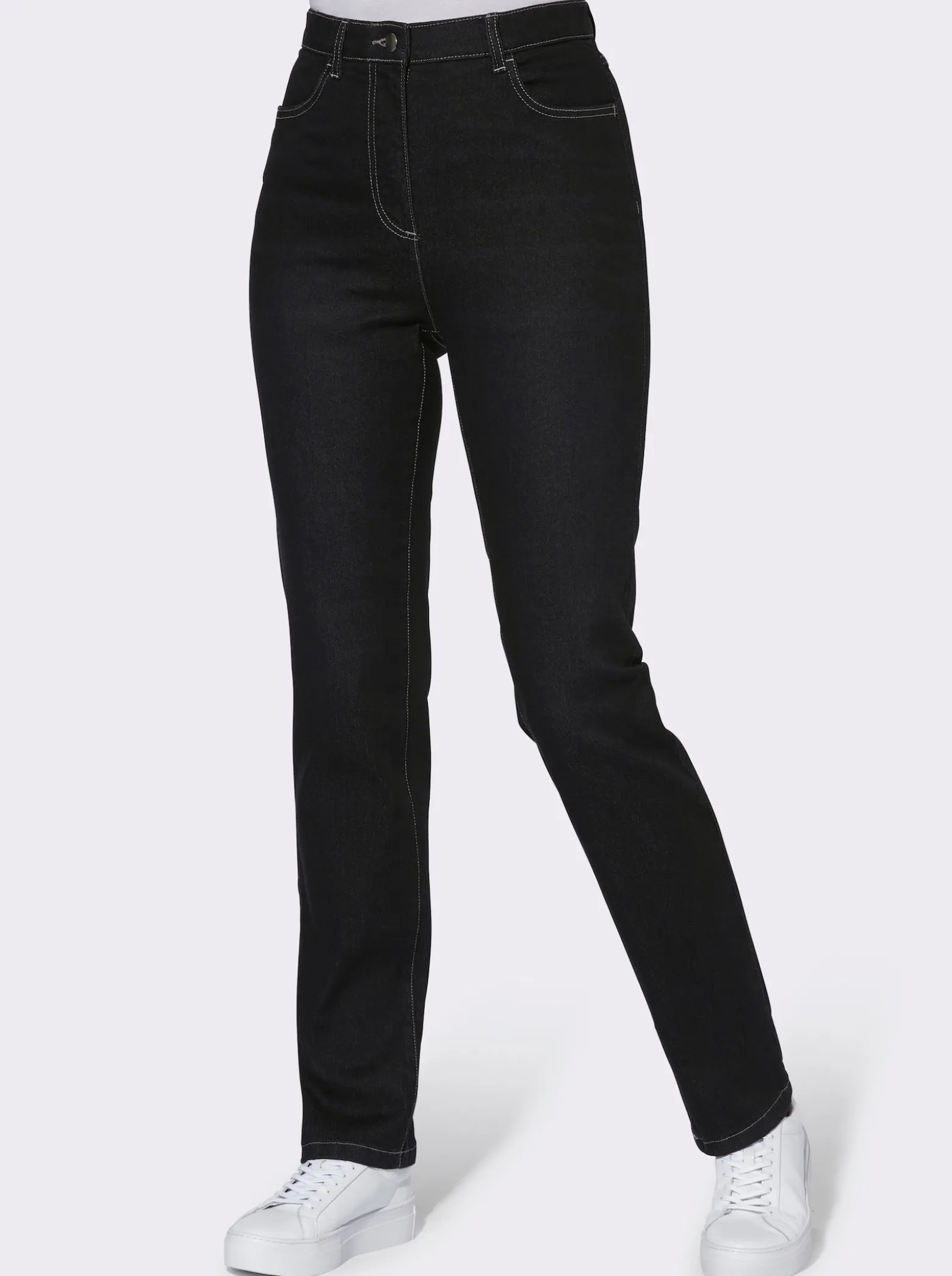 High-waist-Jeans mit innenliegendem Dehnbund