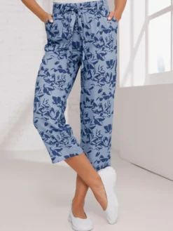 7/8-Hose mit bedrucktem Bindegürtel