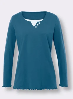 2-in-1-Langarmshirt mit gewellten Abschlüssen