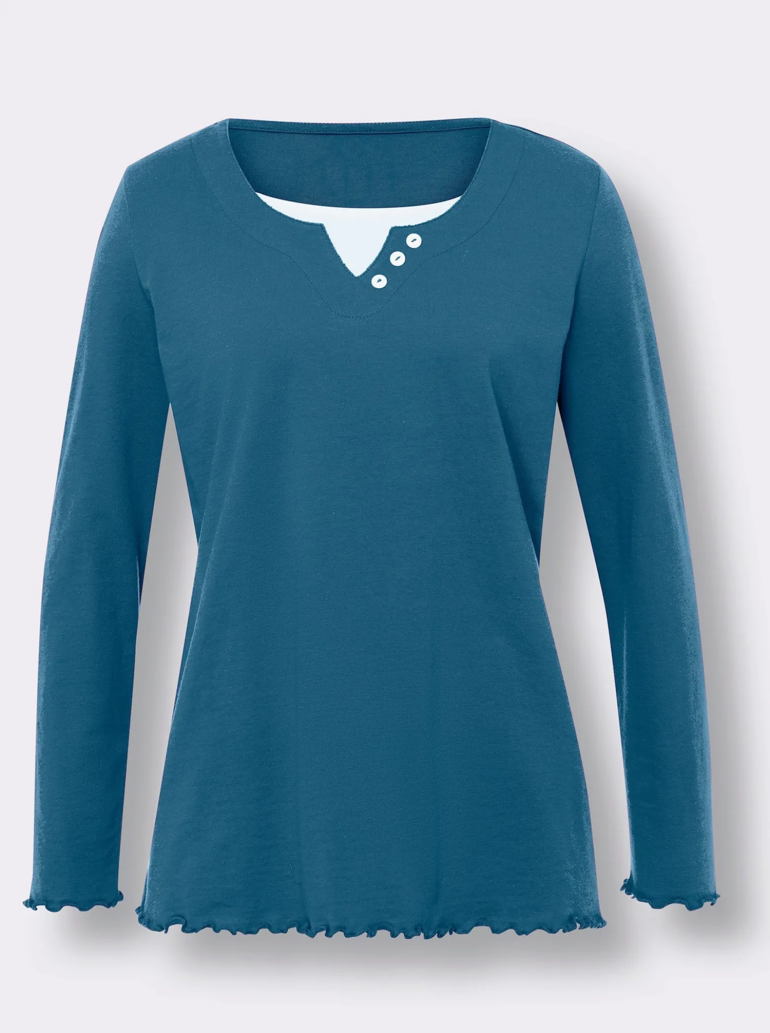 2-in-1-Langarmshirt mit gewellten Abschlüssen