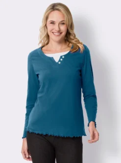 2-in-1-Langarmshirt mit gewellten Abschlüssen