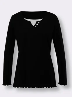 2-in-1-Langarmshirt mit gewellten Abschlüssen