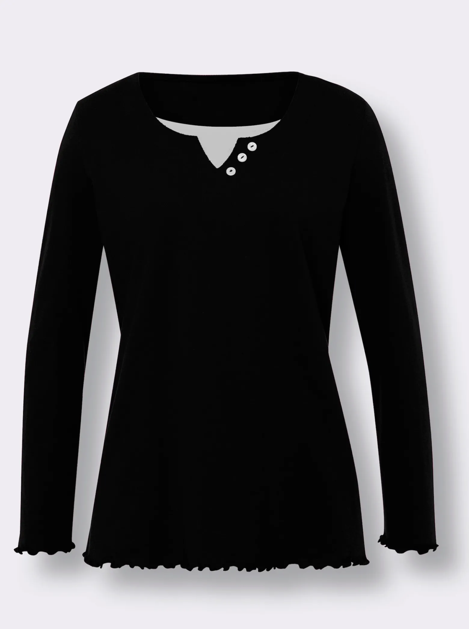 2-in-1-Langarmshirt mit gewellten Abschlüssen