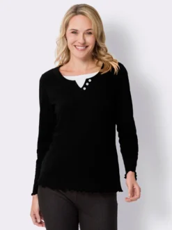 2-in-1-Langarmshirt mit gewellten Abschlüssen