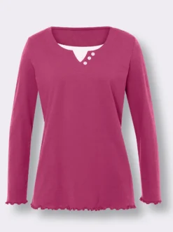 2-in-1-Langarmshirt mit gewellten Abschlüssen
