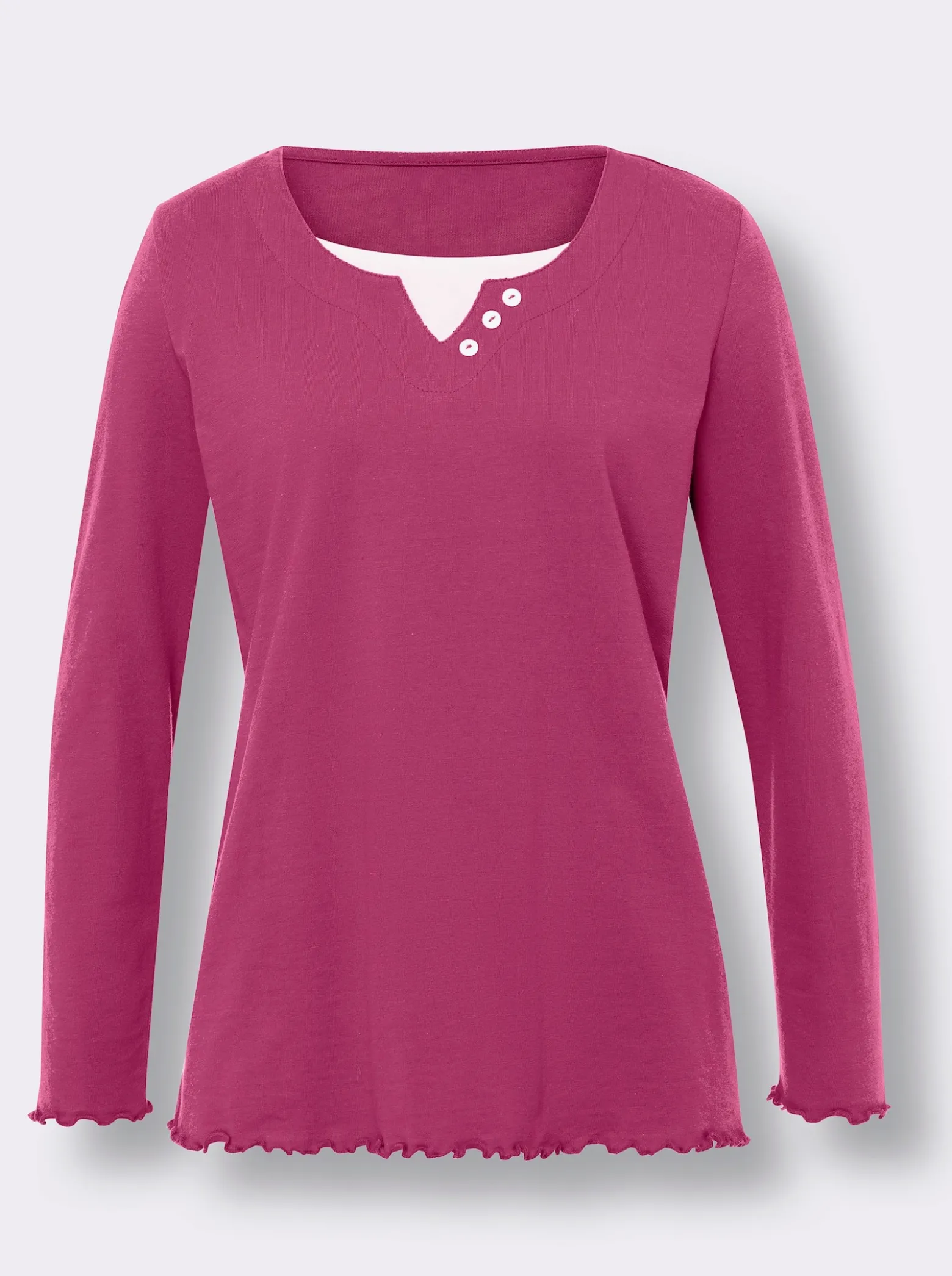 2-in-1-Langarmshirt mit gewellten Abschlüssen