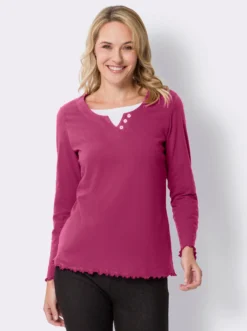 2-in-1-Langarmshirt mit gewellten Abschlüssen