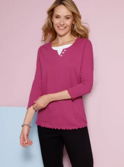 2-in-1-Langarmshirt mit gewellten Abschlüssen
