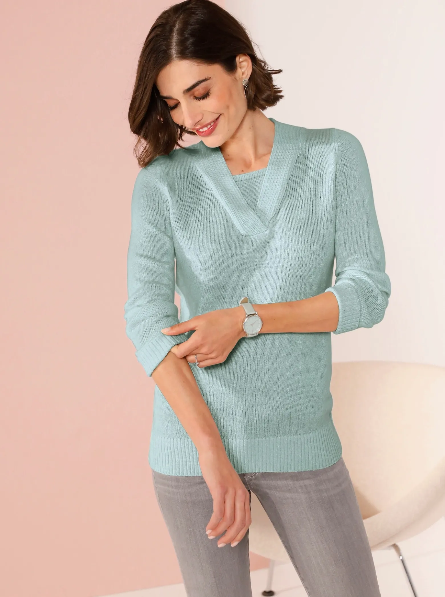 2-in-1-Pullover in Melange-Optik