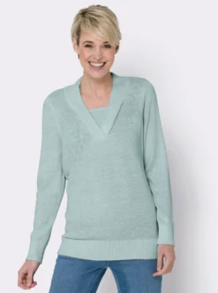 2-in-1-Pullover in Melange-Optik