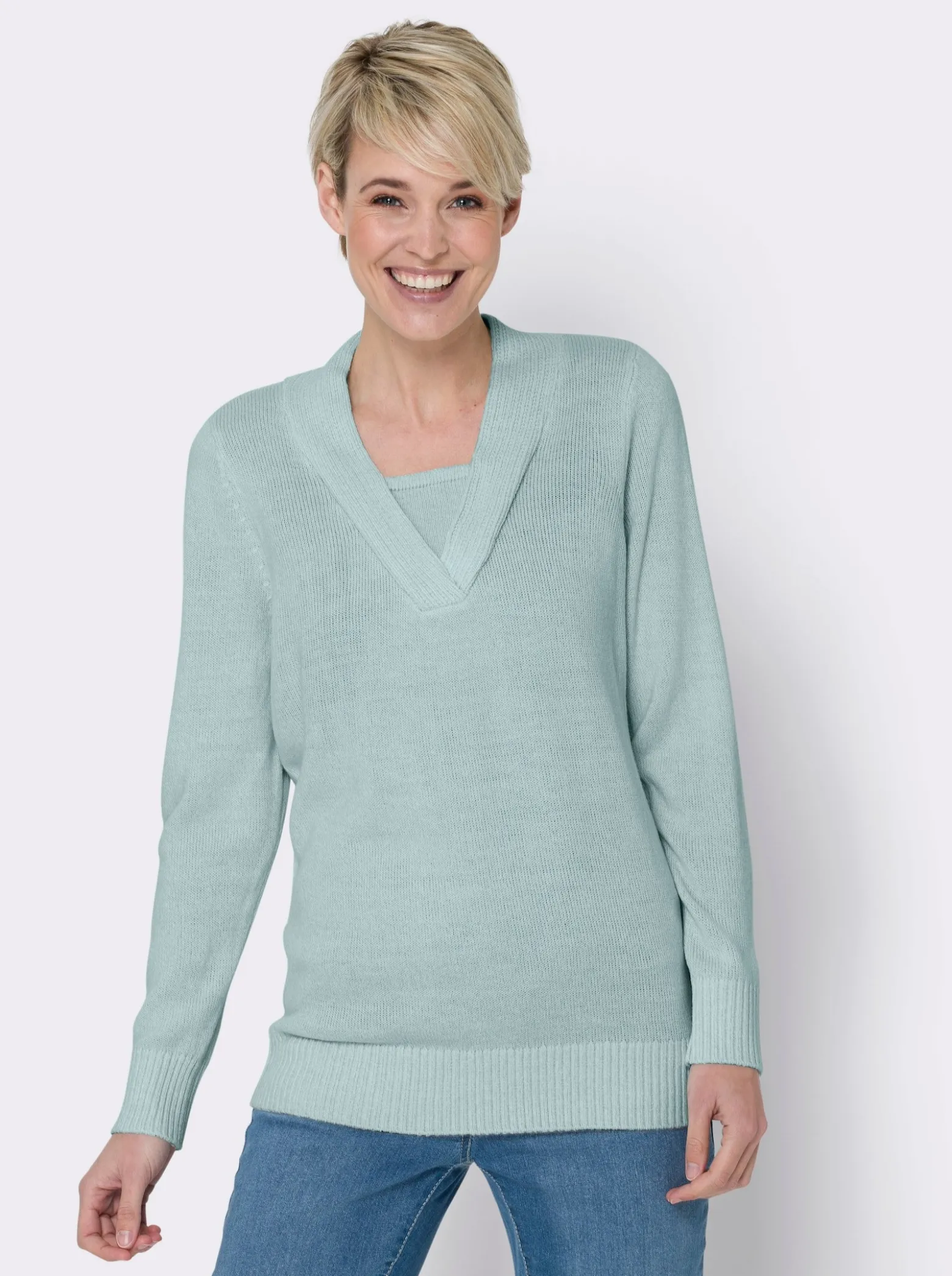2-in-1-Pullover in Melange-Optik
