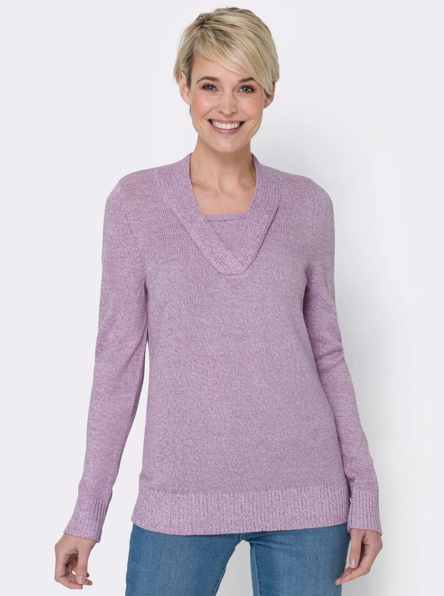 2-in-1-Pullover in Melange-Optik