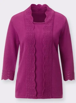 2-in-1-Pullover mit Ajour-Muster