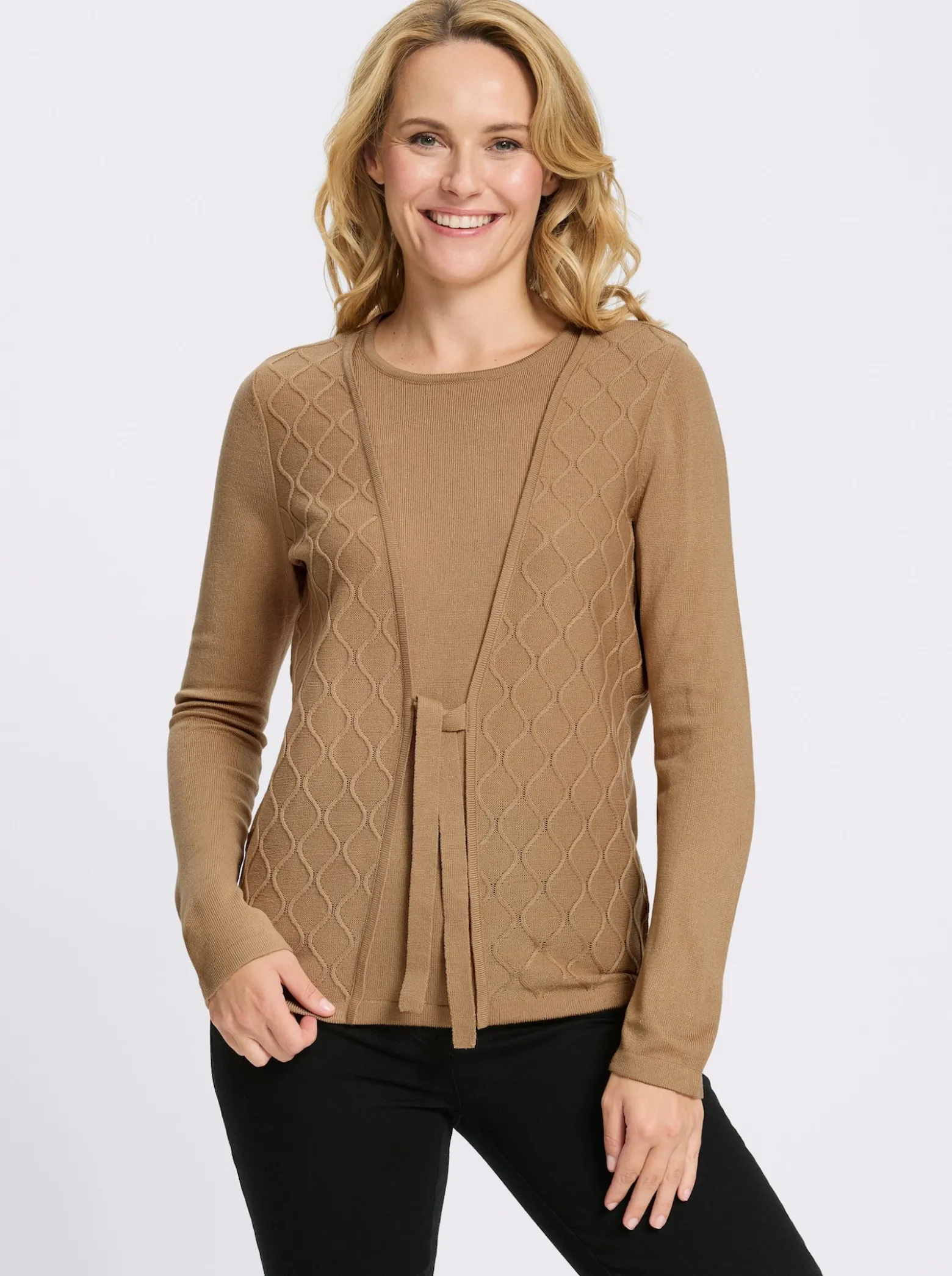 2-in-1-Pullover mit Bindeband