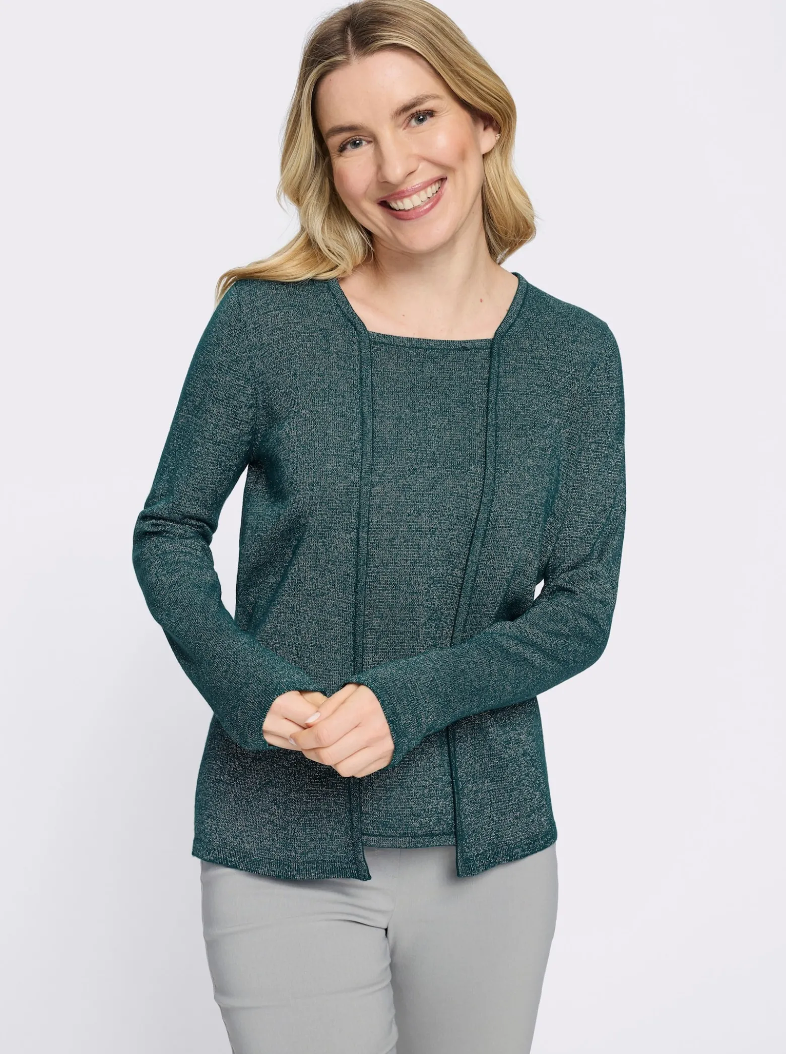 2-in-1-Pullover mit Glanzgarn