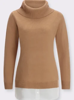 2-in-1-Pullover mit halsfernem Rollkragen