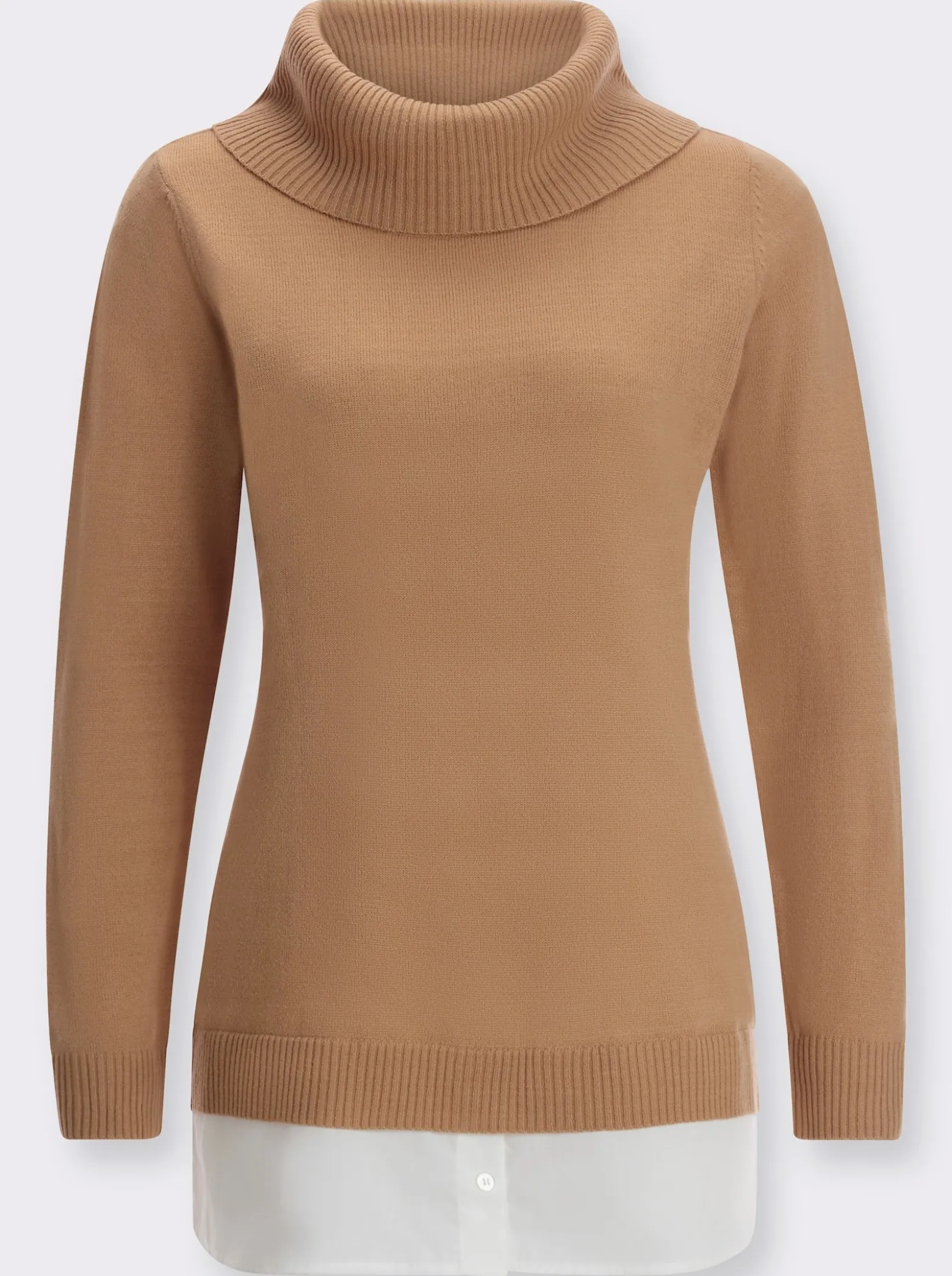 2-in-1-Pullover mit halsfernem Rollkragen