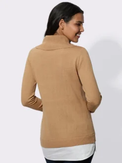 2-in-1-Pullover mit halsfernem Rollkragen