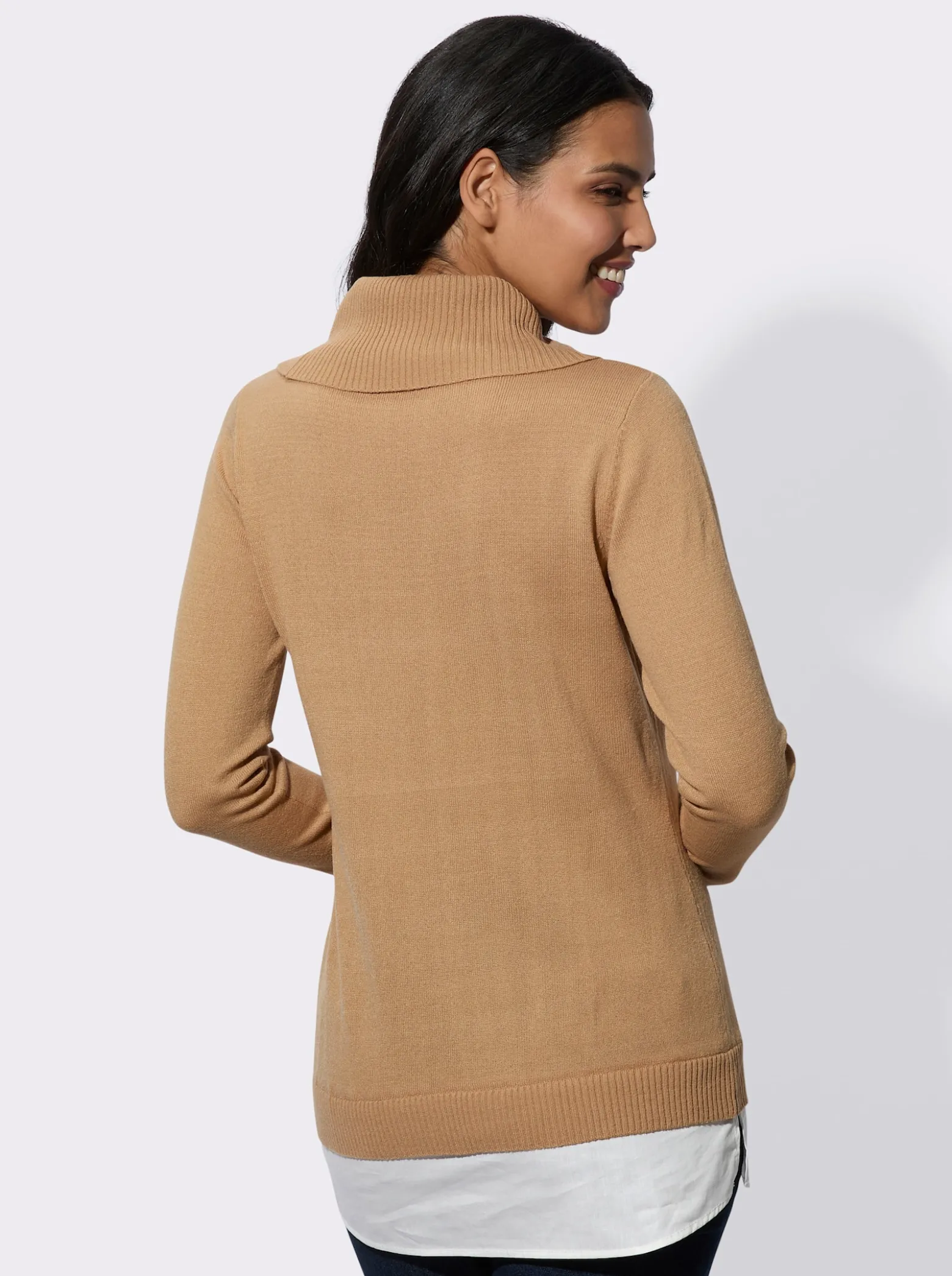 2-in-1-Pullover mit halsfernem Rollkragen