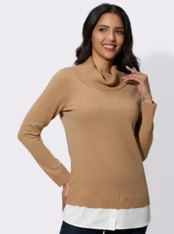 2-in-1-Pullover mit halsfernem Rollkragen