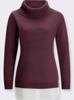 2-in-1-Pullover mit halsfernem Rollkragen
