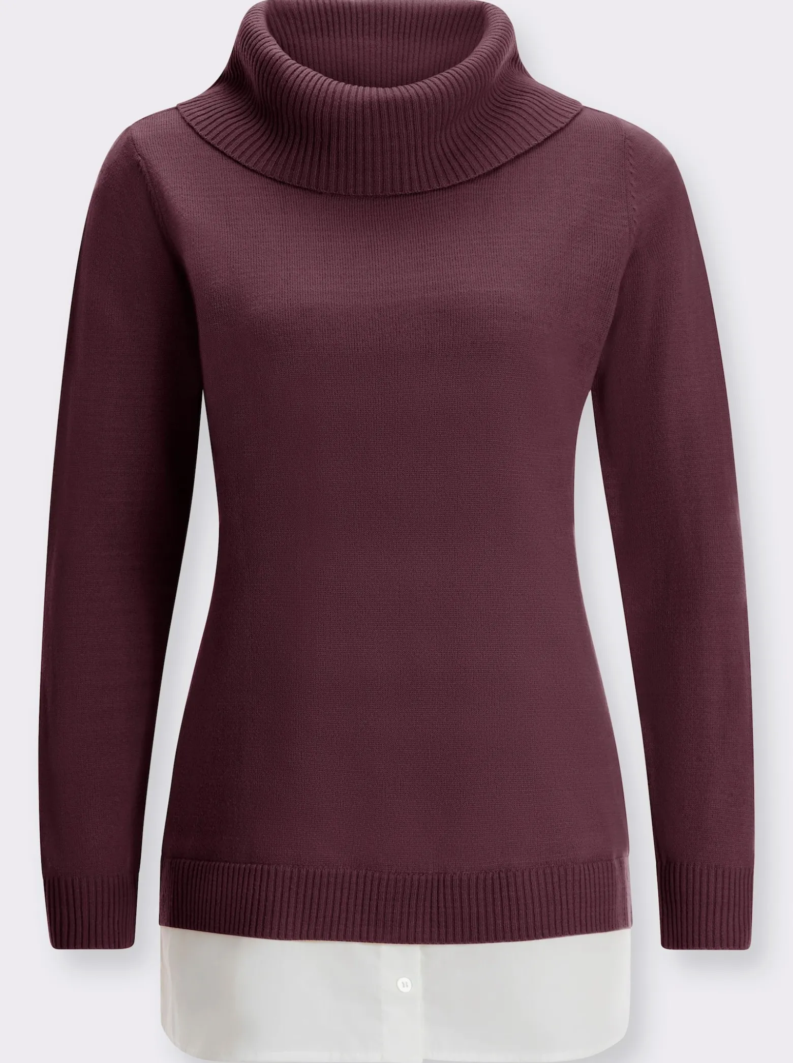 2-in-1-Pullover mit halsfernem Rollkragen