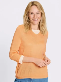 2-in-1-Pullover mit Kontrast-Einsätzen