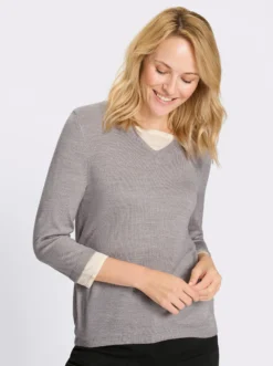 2-in-1-Pullover mit Kontrast-Einsätzen