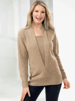 2-in-1-Pullover mit Schalkragen-Optik