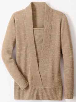 2-in-1-Pullover mit Schalkragen-Optik
