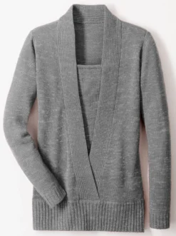 2-in-1-Pullover mit Schalkragen-Optik
