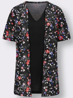 2-in-1-Shirt in längerer Form, reine Viskose