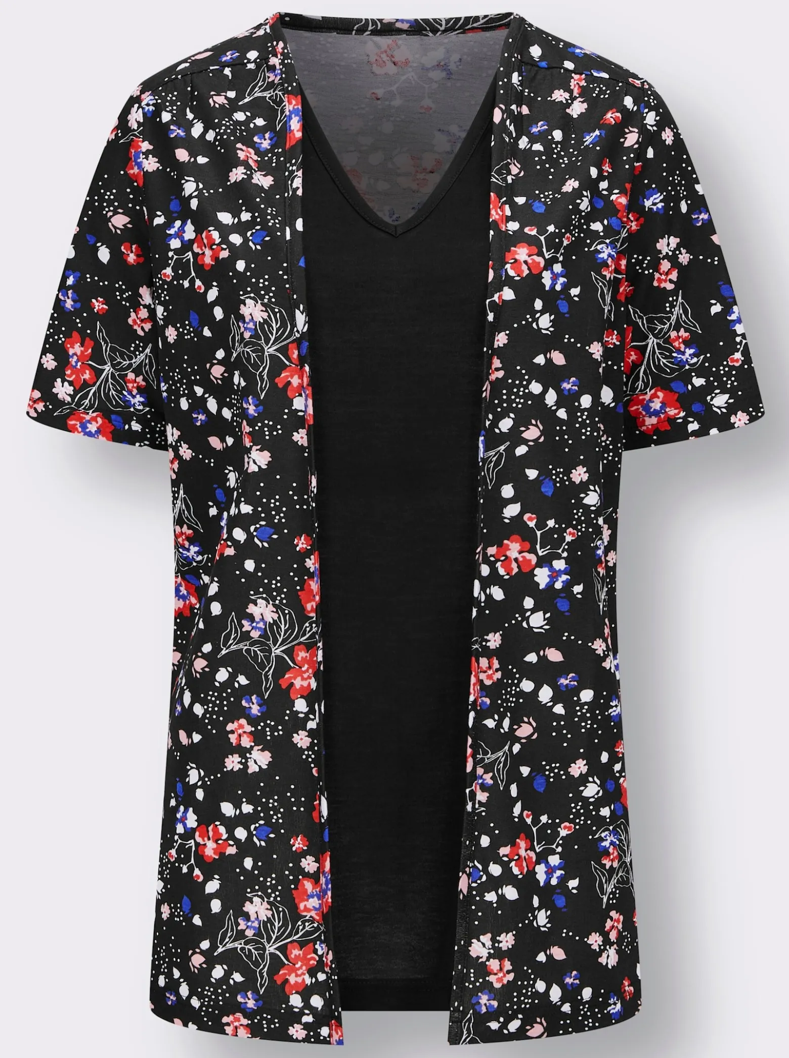 2-in-1-Shirt in längerer Form, reine Viskose