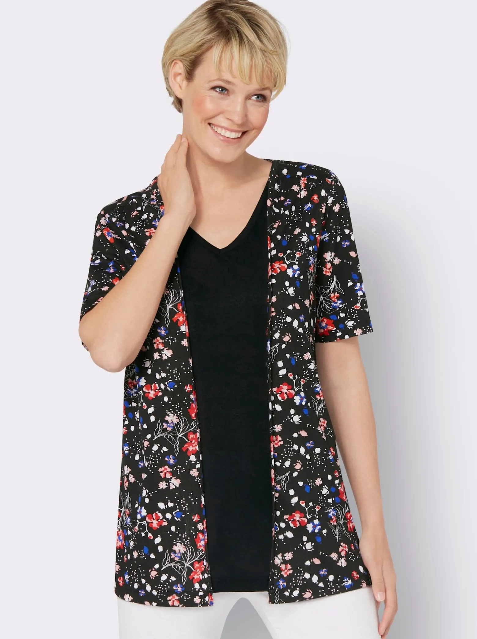 2-in-1-Shirt in längerer Form, reine Viskose