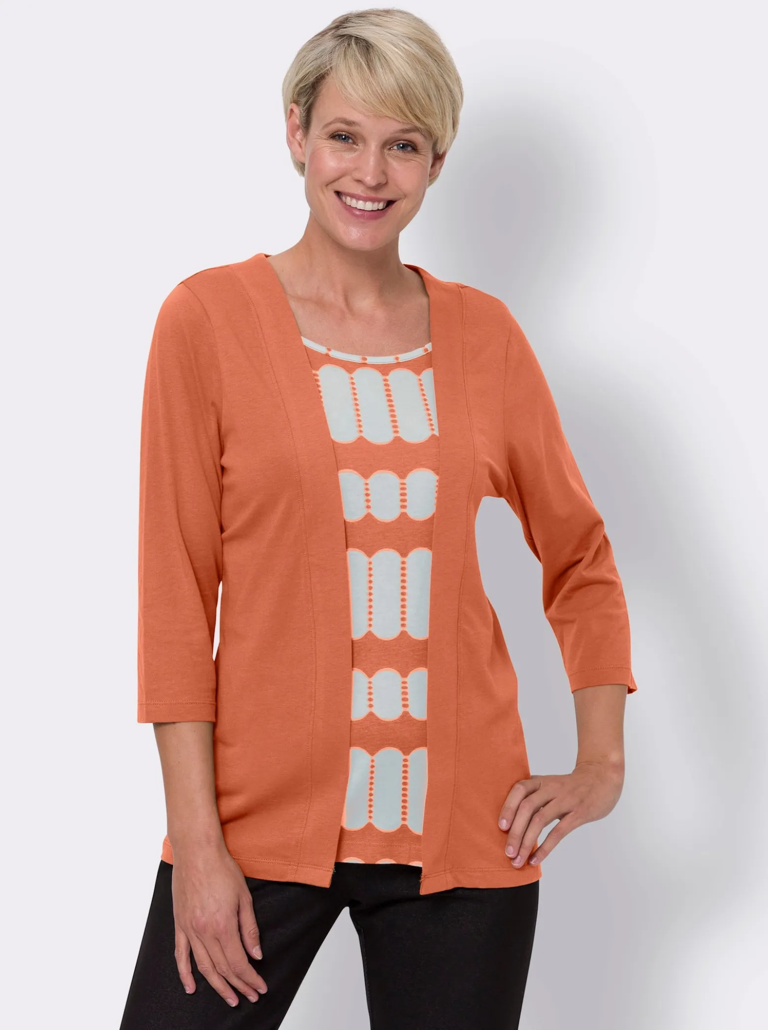 2-in-1-Shirt mit bedrucktem Einsatz