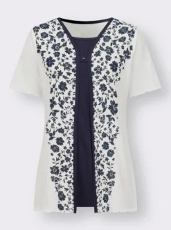 2-in-1-Shirt mit eingenähtem Top, bedruckt