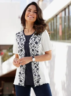 2-in-1-Shirt mit eingenähtem Top, bedruckt