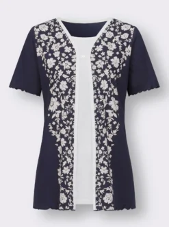 2-in-1-Shirt mit eingenähtem Top, bedruckt