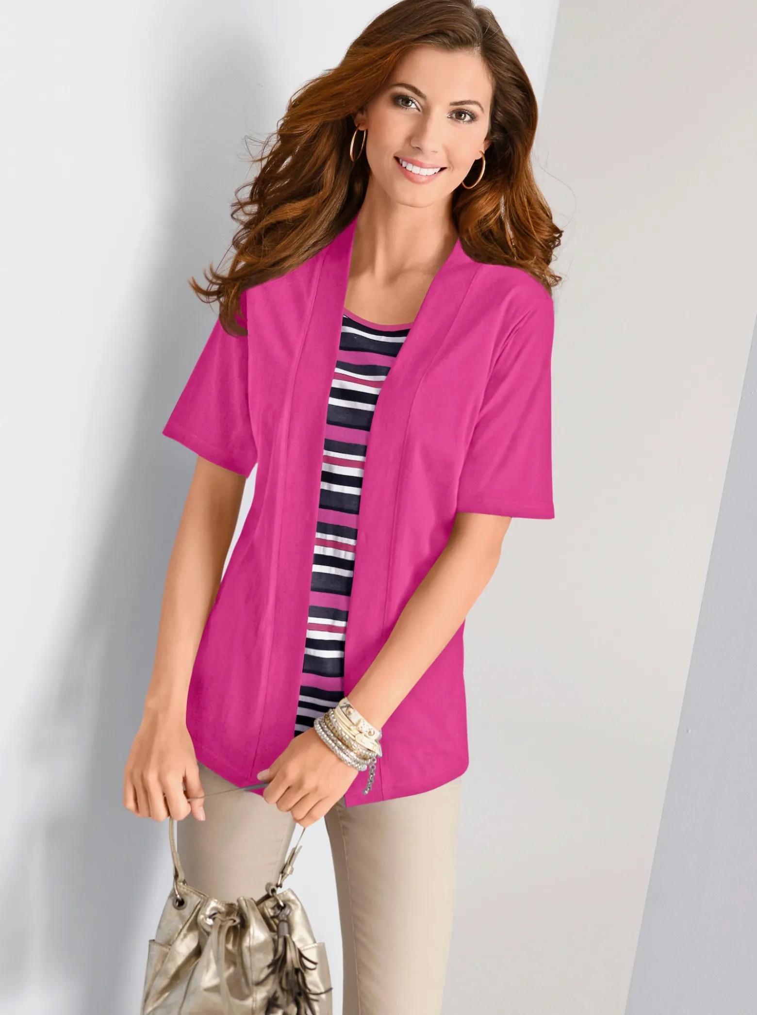 2-in-1-Shirt mit gestreiftem Einsatz
