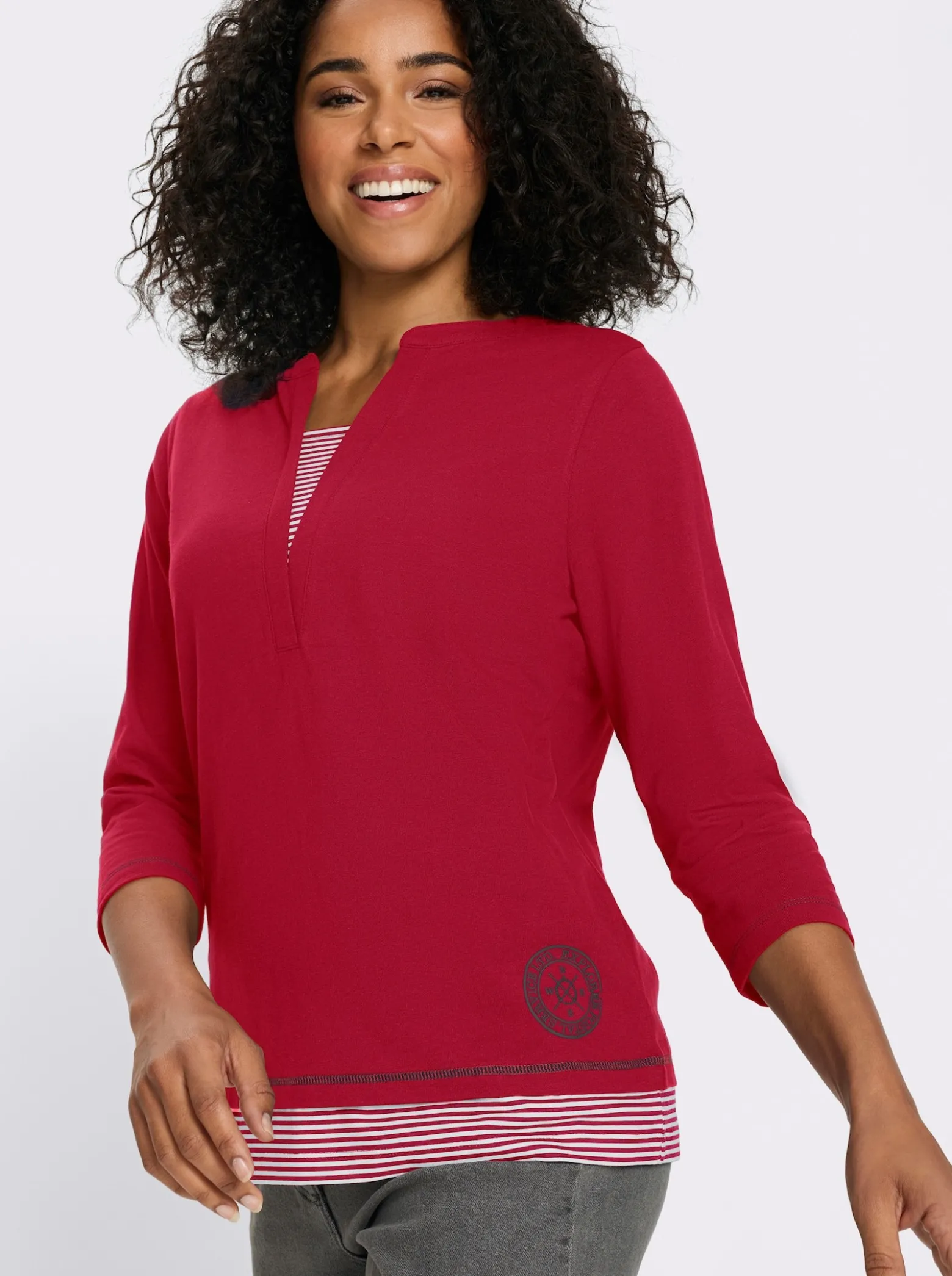 2-in-1-Shirt mit gestreiften Einsätzen