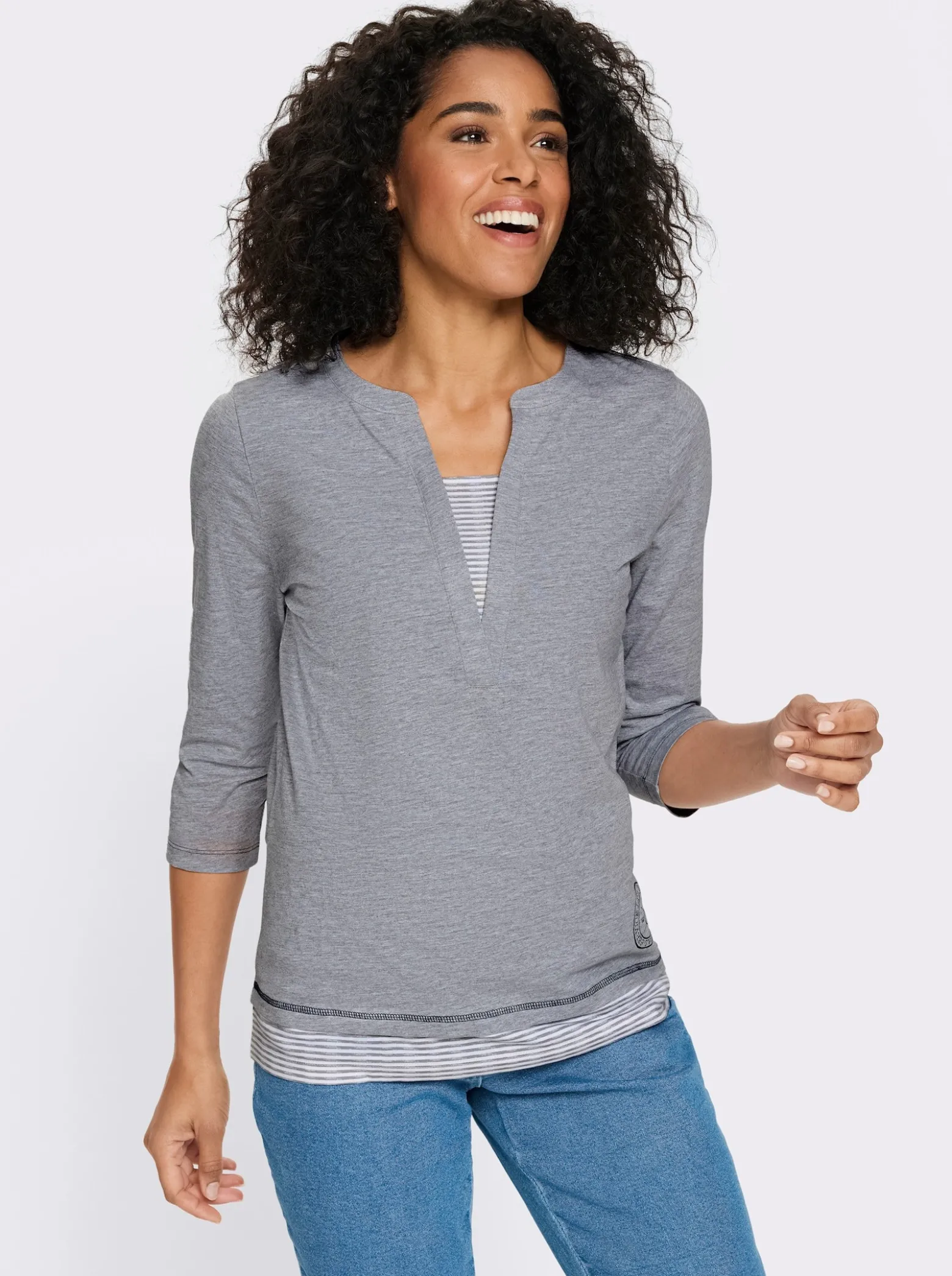 2-in-1-Shirt mit gestreiften Einsätzen