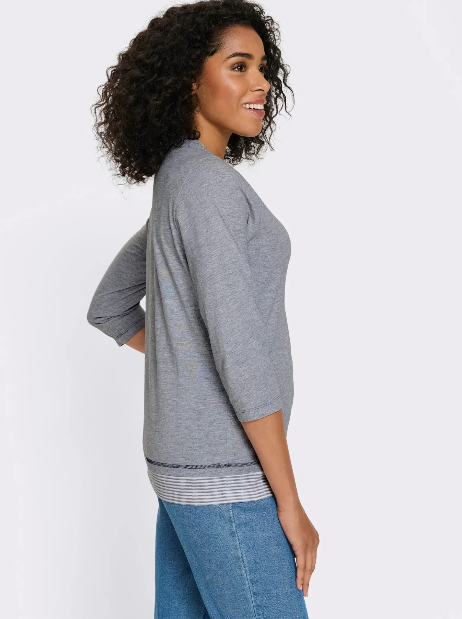 2-in-1-Shirt mit gestreiften Einsätzen
